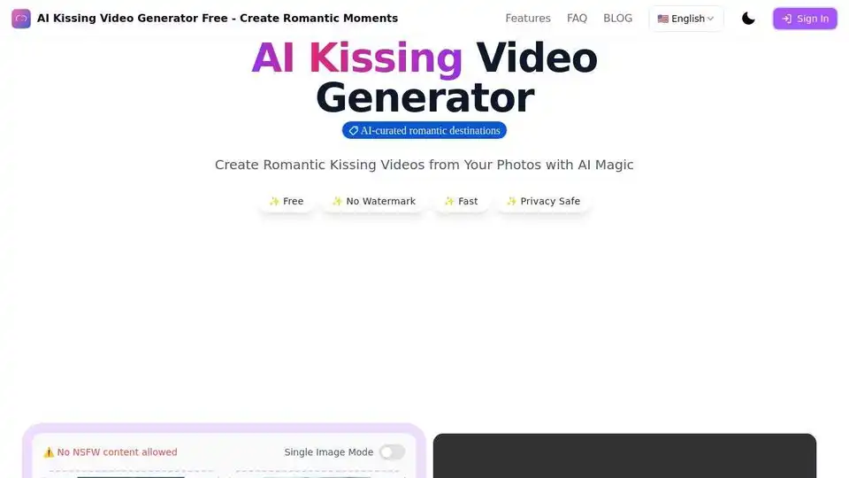 AI Kissing Video Generator Free - Create Romantic Moments