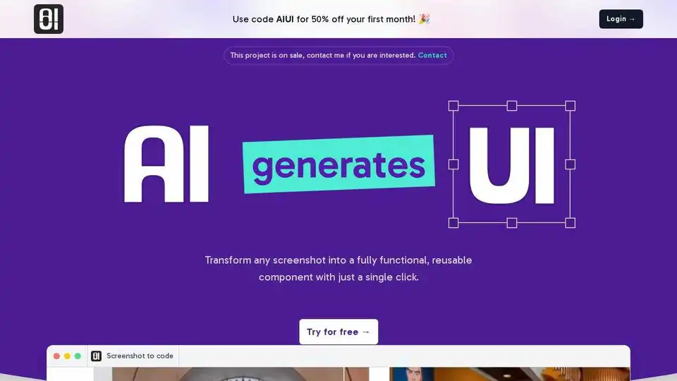 AIUI.me - Screenshot to code