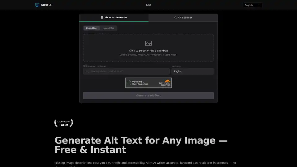 Altxt AI는 무료 온라인 도구로, 등록이나 결제 없이 이미지에 대한 정확하고 SEO에 최적화된 대체 텍스트를 즉시 생성하여 검색 엔진 가시성과 접근성을 향상시킵니다. 고급 AI를 사용하여 이미지 콘텐츠를 설명하고 순위를 높이며 시간을 절약합니다.