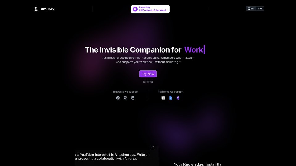 Amurex: Compañero Invisible de IA para Trabajo y Vida