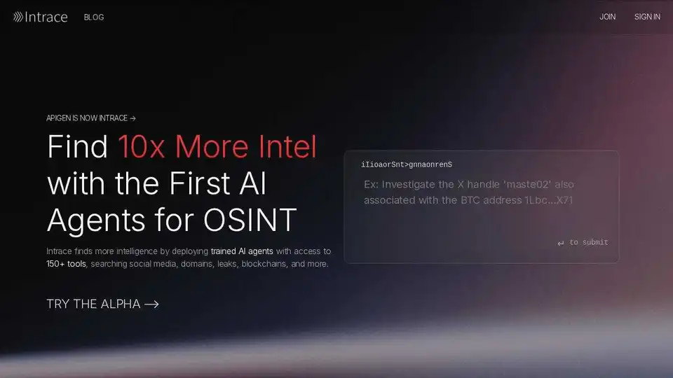 Intrace: AI-powered OSINT platform for automated intelligence gathering, filtering, and analysis, enhancing data-driven decision-making.