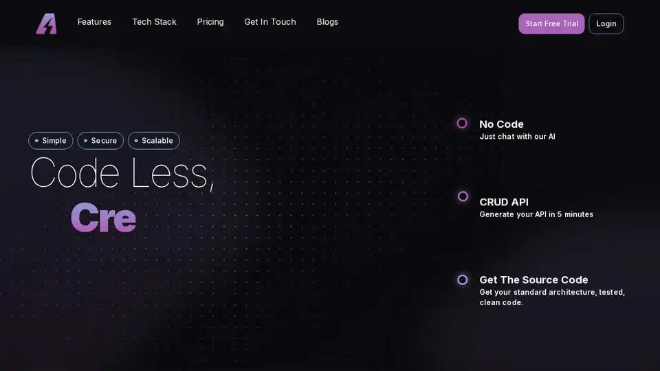 A cutting-edge, no-code app development platform powered by artificial intelligence that creates your Application As Soon As possible.