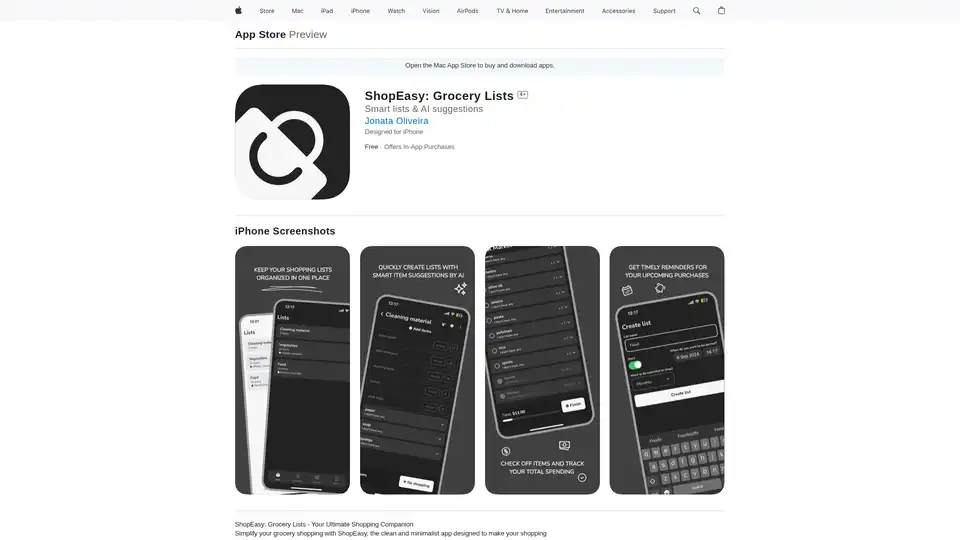 ShopEasy: Grocery Lists