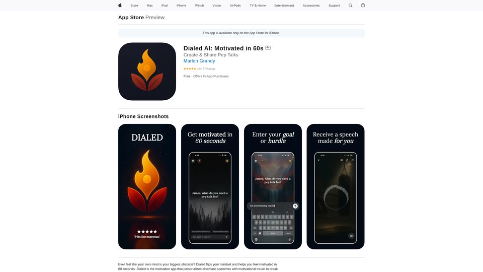 Dialed AI: Get Motivated in 60 Seconds with AI-Powered Pep Talks