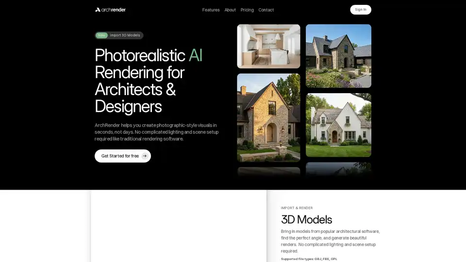 ArchRender es una herramienta de visualización arquitectónica impulsada por IA que transforma modelos 3D en renderizaciones fotorrealistas en segundos. Elimina la necesidad de configuraciones de iluminación complejas y ofrece funciones como control de estaciones y 4K.