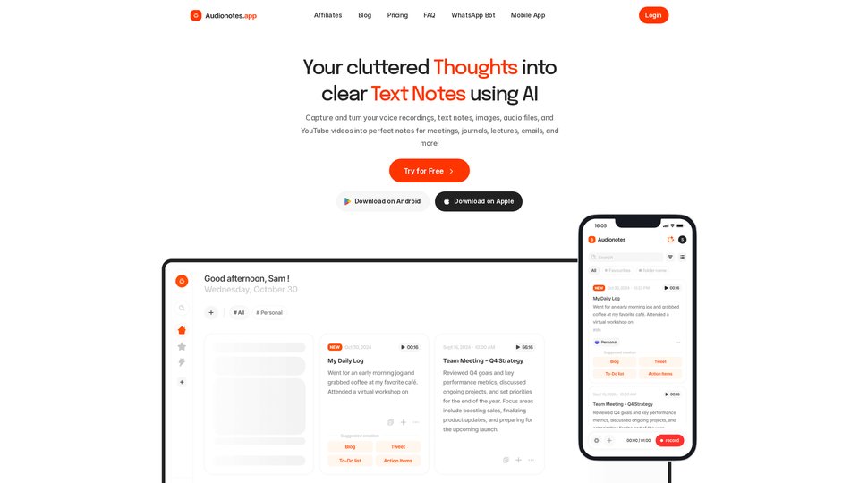Audionotes: App de toma de notas con IA y resumidor | Voz a notas