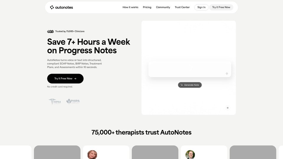 AutoNotes | #1 AI Progress Notes for Therapists