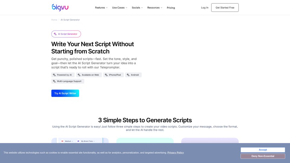 AI Script Generator – Instantly Create Video Scripts