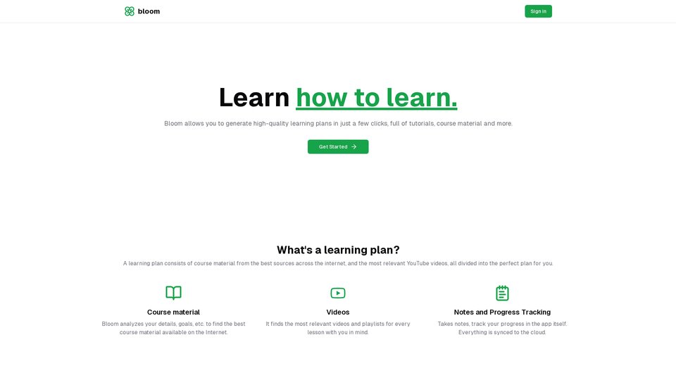 Bloom:AI驱动的高效学习计划