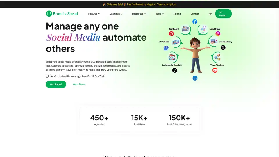 Brand2Social es una plataforma todo en uno de gestión de redes sociales con IA, diseñada para agencias y empresas. Ofrece creación de contenido impulsada por IA, programación multiplataforma, análisis de rendimiento y funciones de colaboración en equipo. La plataforma admite principales redes sociales como Facebook, Instagram, LinkedIn y TikTok, permitiendo a los usuarios automatizar publicaciones, interactuar con audiencias y obtener insights accionables para crecer su presencia de marca de manera eficiente.