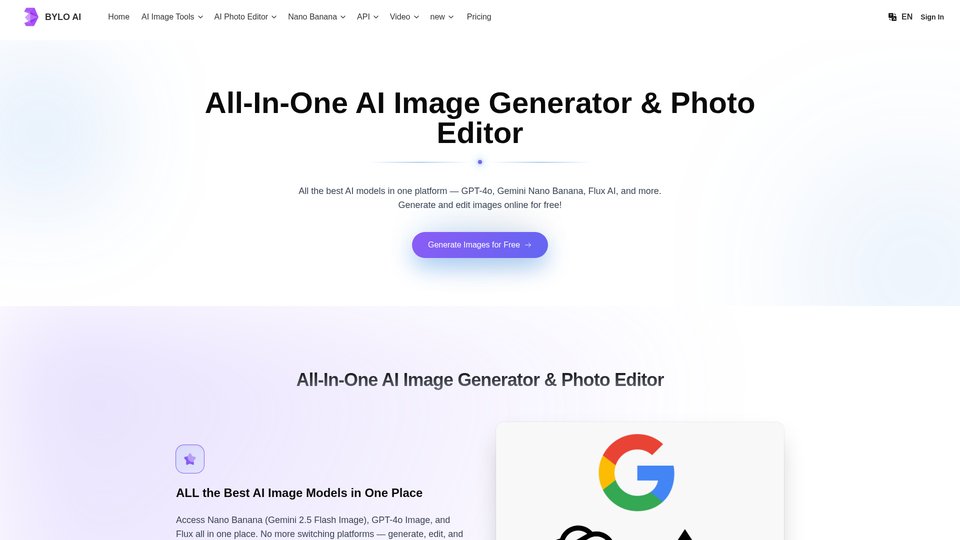 Generador de imágenes con IA y editor de fotos en línea gratis | Bylo AI
