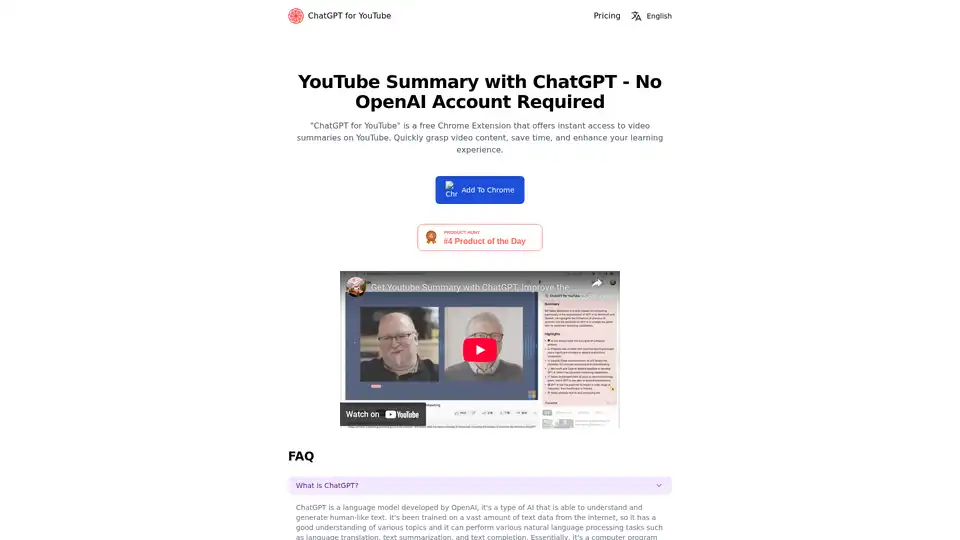 ChatGPT for YouTube
