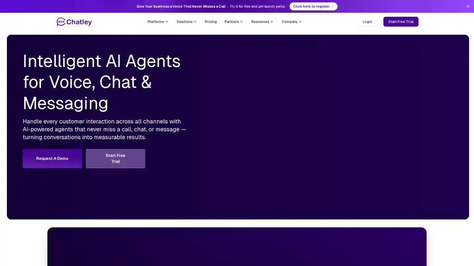 Chatley AI provides intelligent AI agents for voice, chat, and messaging, automating customer interactions, lead qualification, and appointment setting 24/7. It boosts efficiency, reduces costs, and seamlessly integrates with existing business systems.