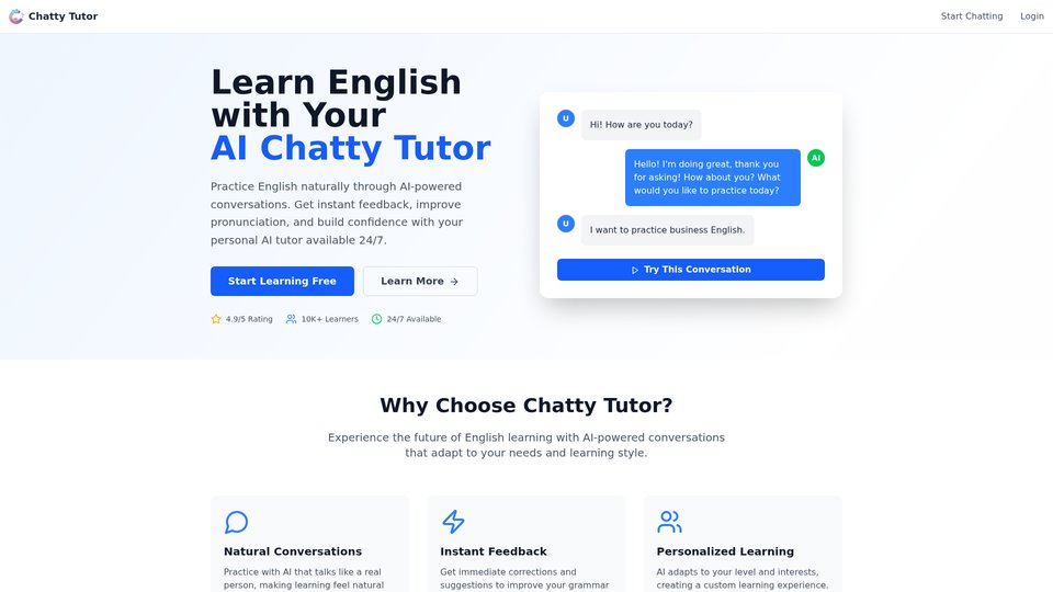 Chatty Tutor - Asistente de Aprendizaje de Inglés con IA