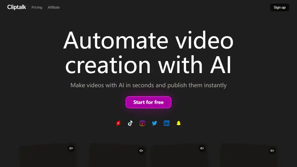 Cliptalk uses AI to turn text scripts into videos in seconds and automatically publishes videos to other platforms.