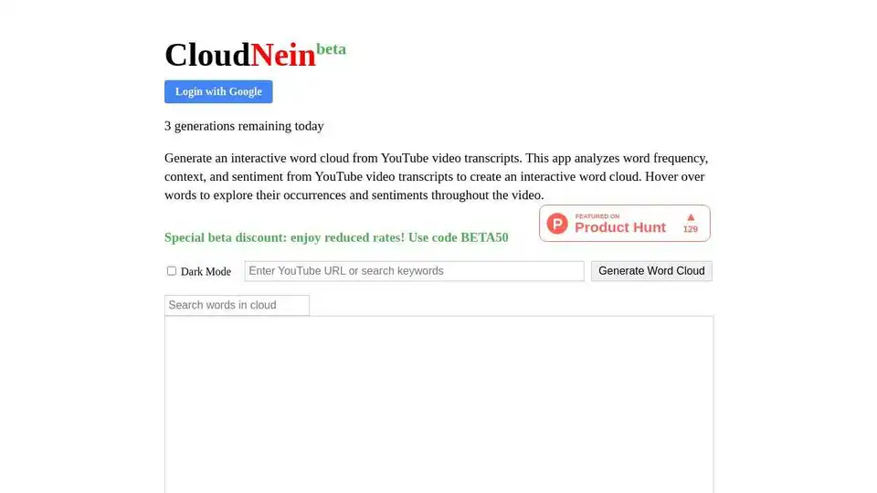 CloudNein - YouTube Word Cloud Generator