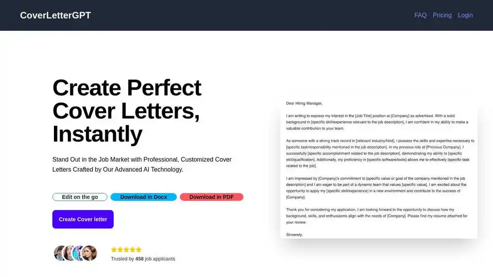 Chat GPT Cover Letter Generator