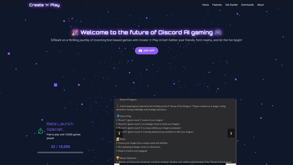 Create 'n Create 'n' Play: AI-Powered Multiplayer Text Games for Discord