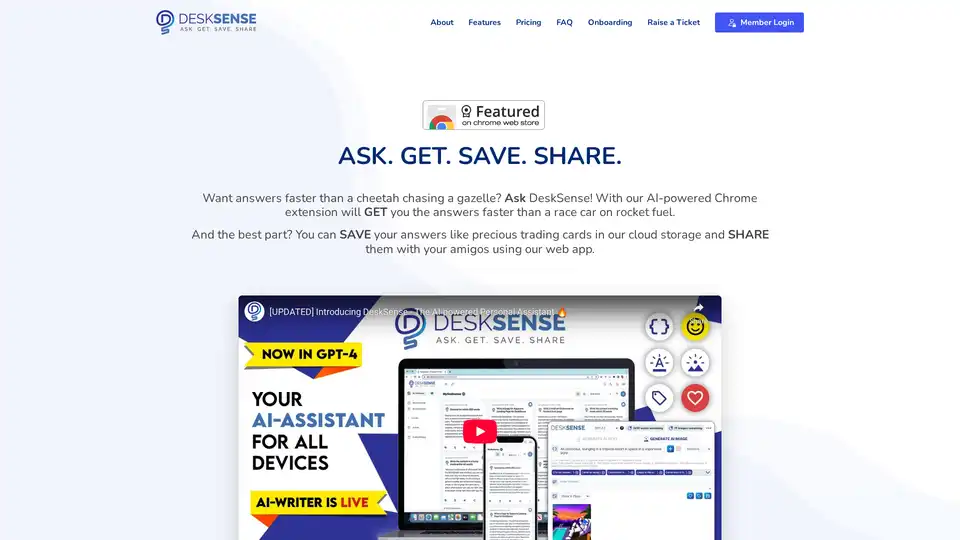 DeskSense is an AI-powered Chrome extension that provides real-time insights and info from any webpage. It can generate code, summarize text, create marketing content, and improve email communication. It also offers AI Image generation and AI chat using Chat GPT4.