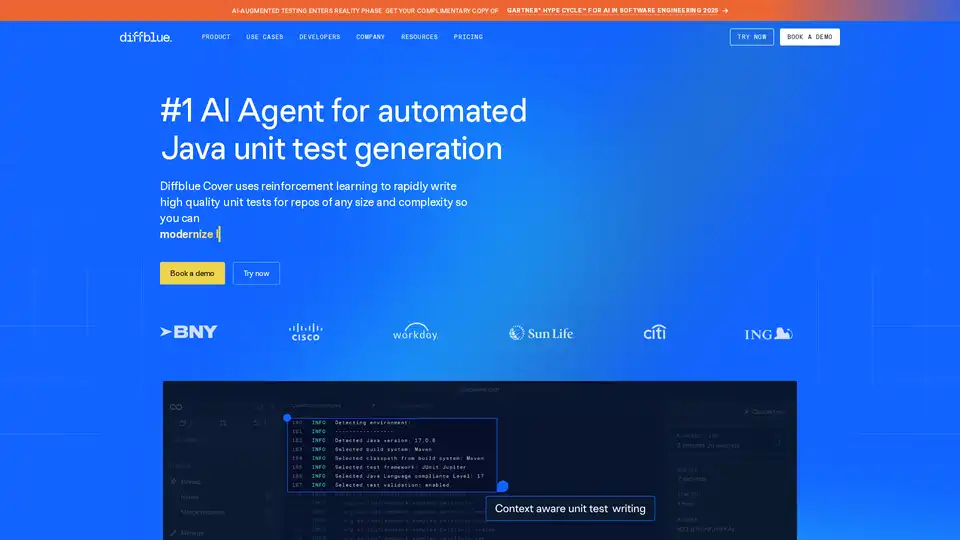 Diffblue Cover is an AI agent that automates Java unit test generation using reinforcement learning. It accelerates testing, increases code coverage, and integrates seamlessly with CI pipelines.
