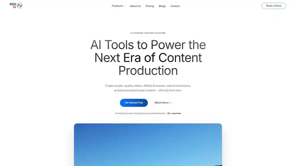 O DigiIQ AI é uma plataforma baseada em nuvem que permite aos usuários criar vídeos, avatares e voiceovers AI a partir de texto. Suporta conteúdo multilíngue para marketing e educação.