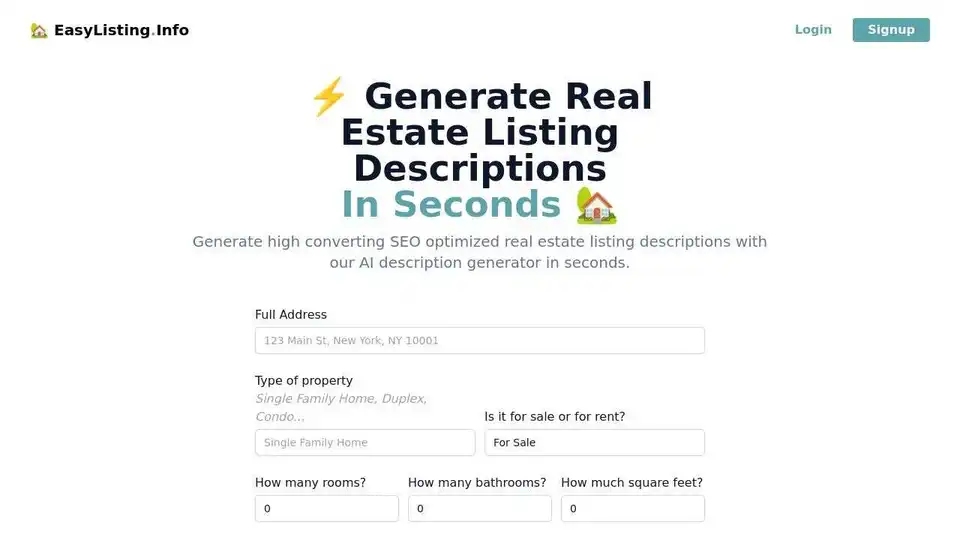 Real Estate Listing Property Description Generator