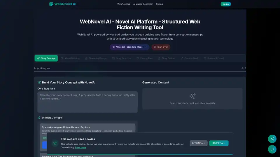Novel Ai User Interface WebNovel AI - Novel AI for Novel Planning