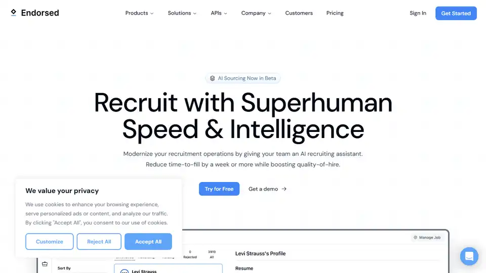 Endorsed AI recruiting assistant