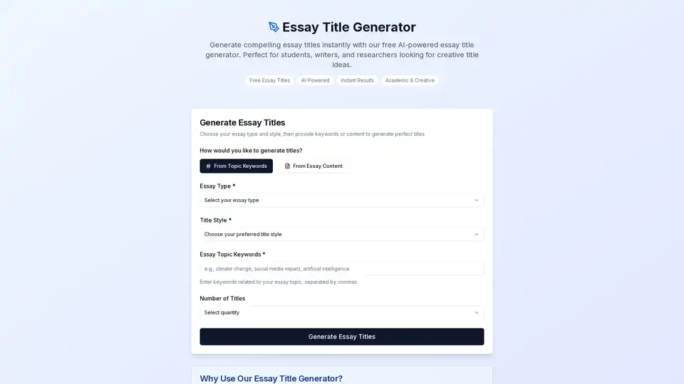 Essay Title Generator