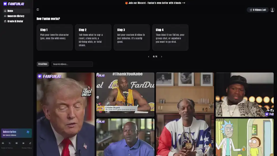 Fanfun.ai is an AI-powered platform that allows users to create personalized videos with cloned voices of celebrities. It offers a simple process to generate custom AI videos for various purposes, including social media, marketing, and entertainment.