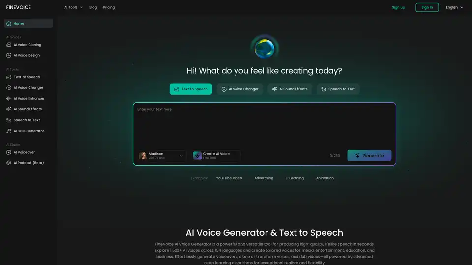 FineVoice AI Voice Generator