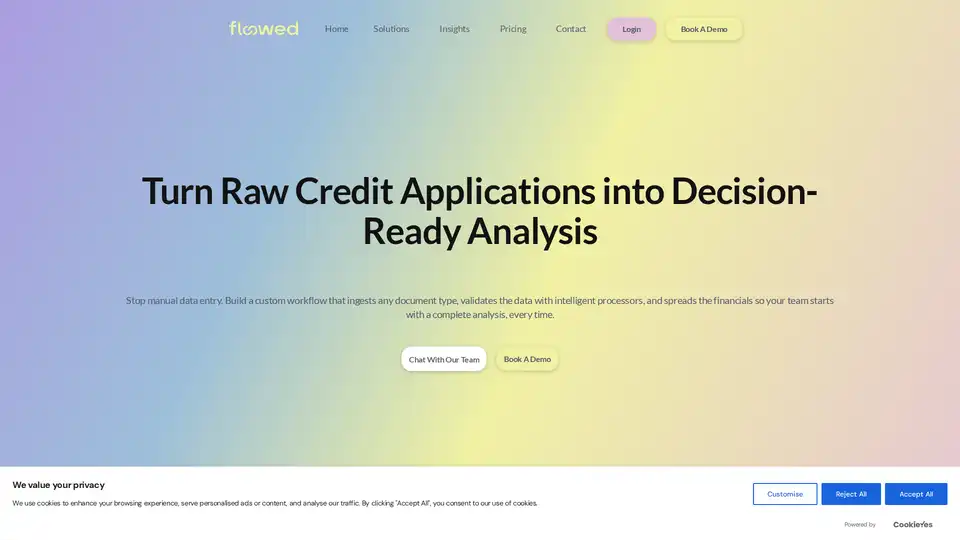 Floowed es una plataforma de automatización de solicitudes de crédito impulsada por IA, diseñada para prestamistas e instituciones financieras. Automatiza la extracción, validación y análisis de datos financieros de varios documentos con 99,7% de precisión, reduciendo significativamente el trabajo manual y acelerando la aprobación de préstamos.