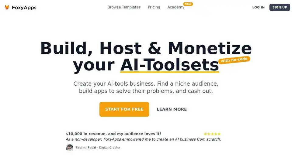 Build, Host & Monetize your AI-Toolsets with no-code