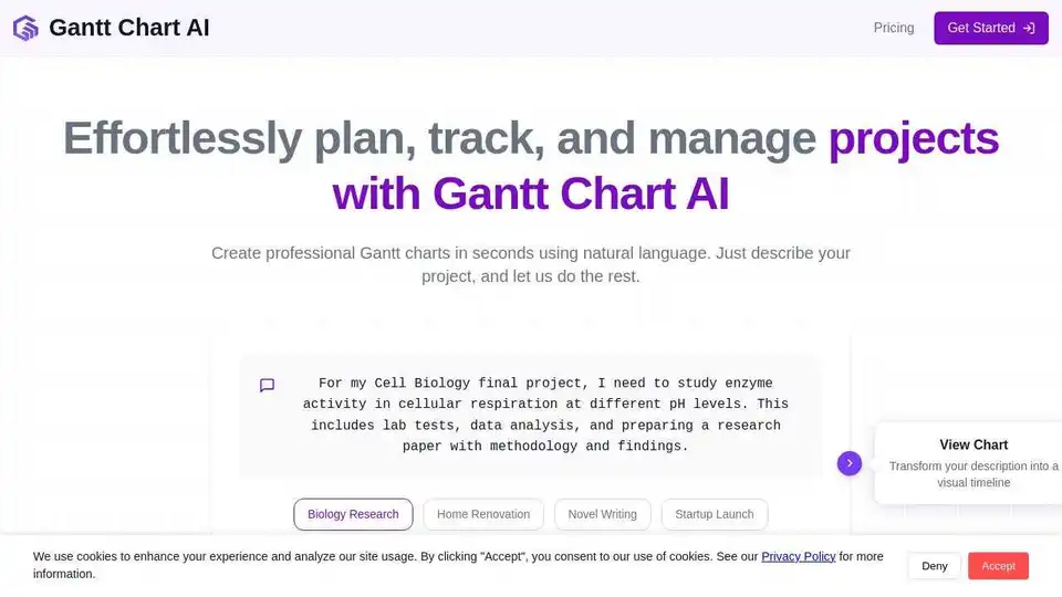 Projekte problemlos planieren, verfolgen und verwalten mit Gantt Chart AI.