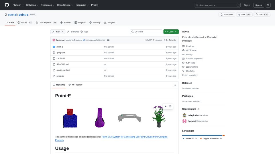 Point-E: 3D Point Cloud Generation from Text and Images