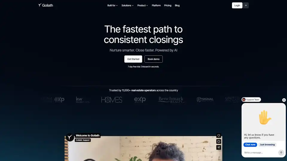 Goliath Data は不動産専門家向け AI プラットフォーム。意向販売者を特定し、ナーチャリング序列を自動化し、音声アシスタントで成事を加速。