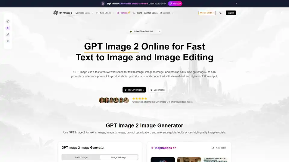 GPT Image 2是一个AI图像工作流程，用于通过提示或参考上传生成、编辑和优化视觉效果。它提供文本转图像、图像转图像和引导编辑功能，使创作者能够快速生成高质量的视觉资产用于各种用途。