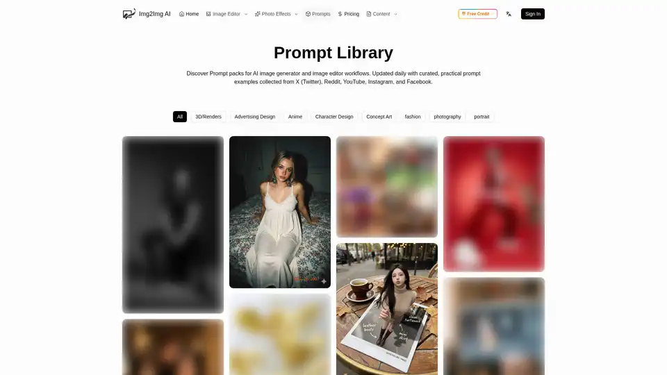 Banana Prompts는 Nano Banana 및 Seedream과 같은 AI 이미지 생성기 및 편집기를 위한 고품질 프롬프트 라이브러리입니다. 소셜 미디어 플랫폼의 예시를 매일 업데이트하여 사용자가 전문적인 AI 아트를创作하는 데 도움을 줍니다.