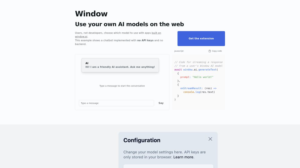 Window AI：在 Web 上使用您自己的 AI 模型