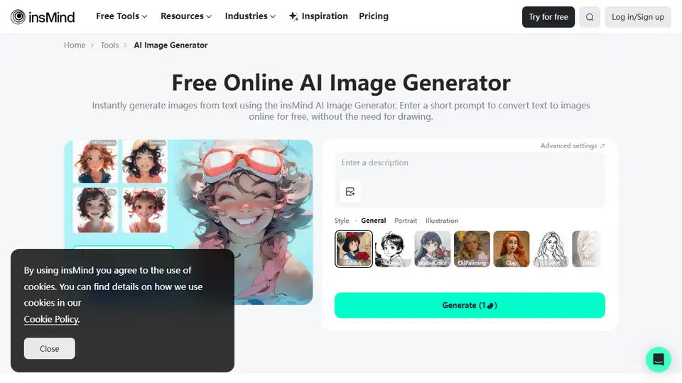 insMindで数秒でテキストからAI画像を作成！ 50種類以上のスタイルで見事なアートをすばやく簡単に生成します。 クリエイターや企業に最適です。