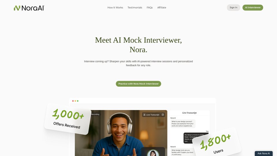 Nora AI: Ace Your Job Interview with AI-Powered Mock Interviews