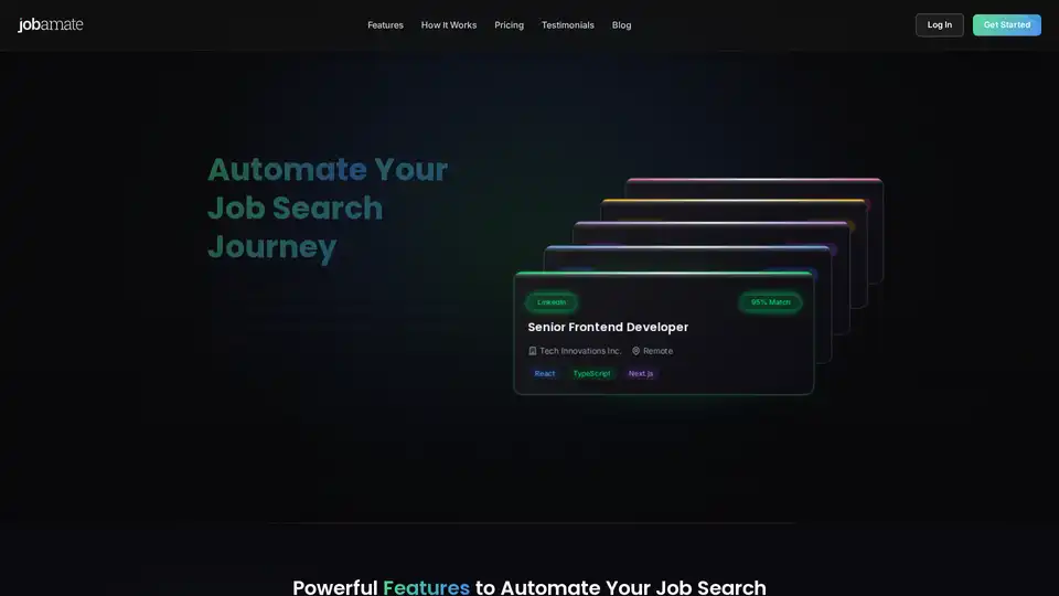 Jobamate est une plateforme d'automatisation de la recherche d'emploi par IA qui analyse les CV, met en correspondance les utilisateurs avec des opportunités d'emploi appropriées et fournit des outils pour la génération de lettres de motivation et la préparation aux entretiens.