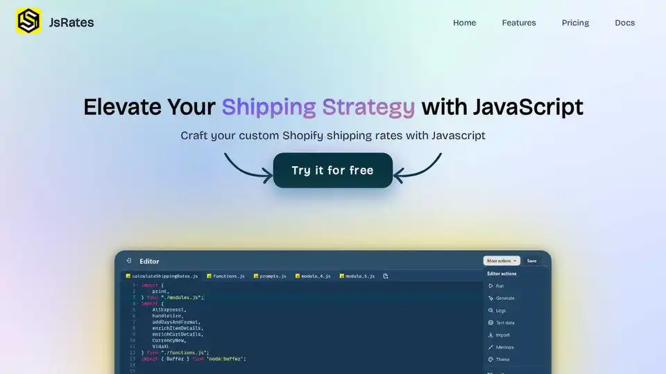 JsRates: Custom JavaScript Shipping Rates for Shopify Stores
