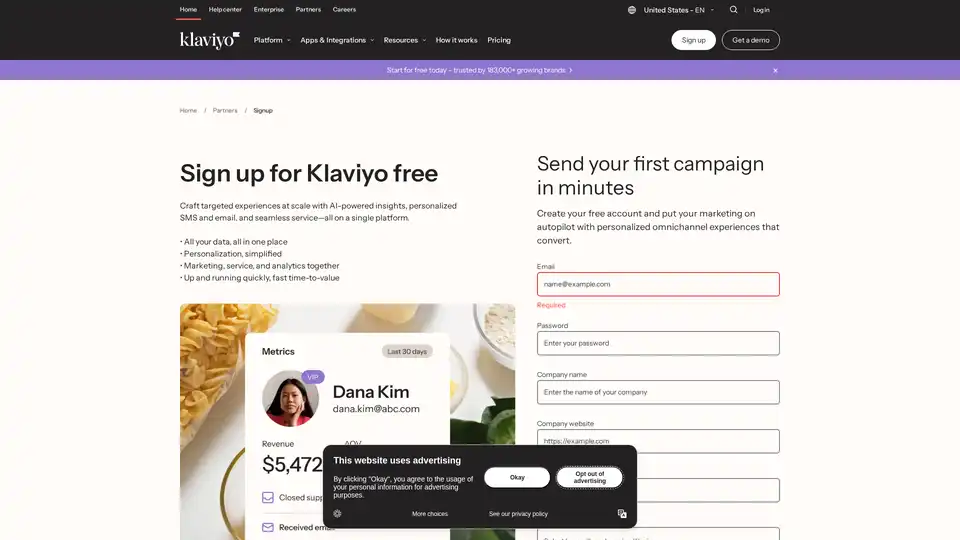 Klaviyo is an AI-powered marketing automation platform that enables businesses to create personalized email and SMS campaigns, driving sales and customer engagement.