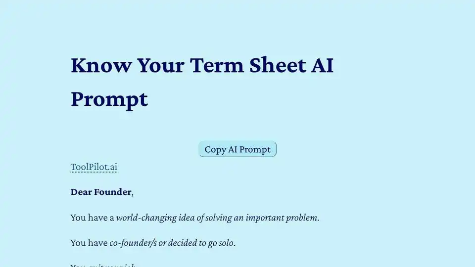 Know Your Term Sheet AI Prompt