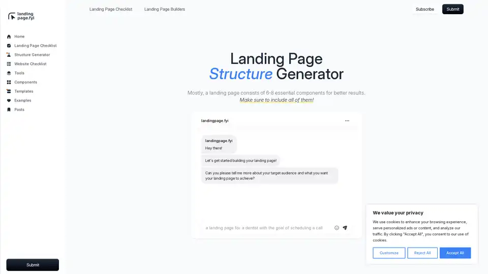Landing Page Structure Generator