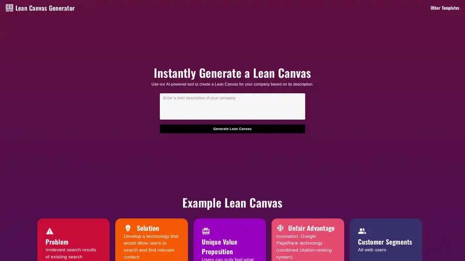 AI Lean Canvas Generator