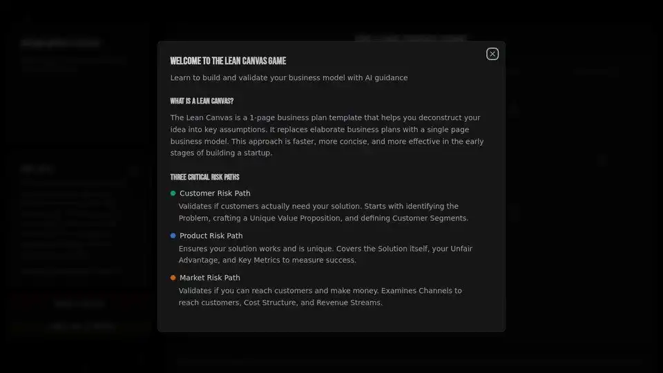 Lean Canvas Game