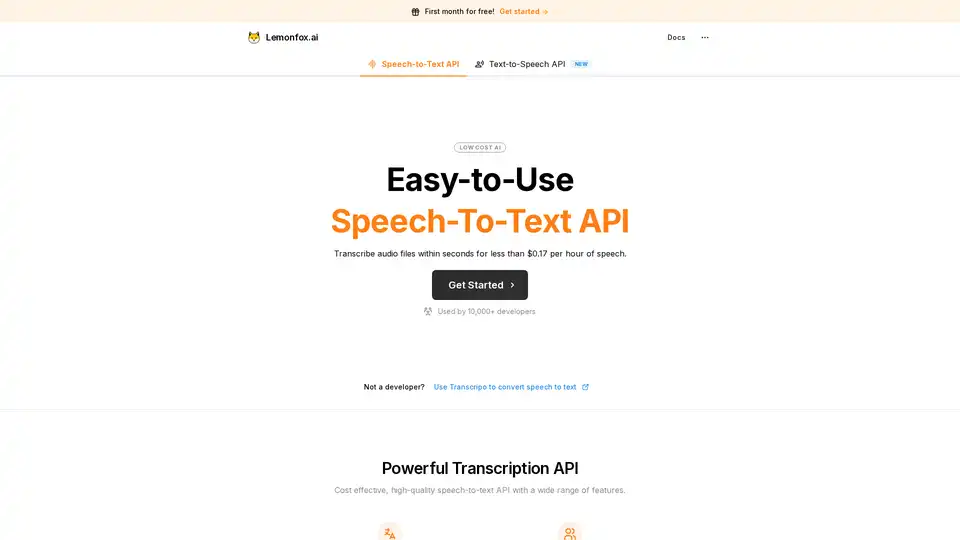Lemonfox.ai Speech-To-Text API
