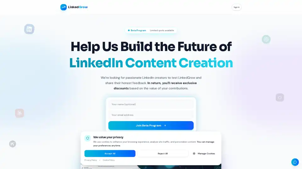 LinkedGrow is an AI-powered LinkedIn content platform for creators, founders, and teams. It enables users to create, schedule, and optimize posts, learn their unique voice, and analyze viral content. Users can bring their own AI key (ChatGPT, Claude, Gemini) for cost-effective, unlimited generations.